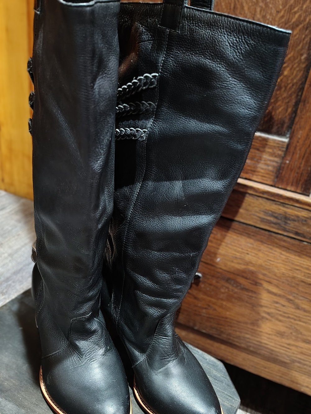 ELF Italian Made Knee High Wide Calf Leather Boots 9.5